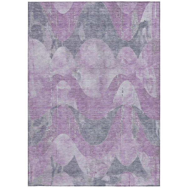 HomeRoots 5' X 8' Stylish Lavender & Gray Abstract Washable Area Rug for Indoor & Outdoor Living Spaces 620949
