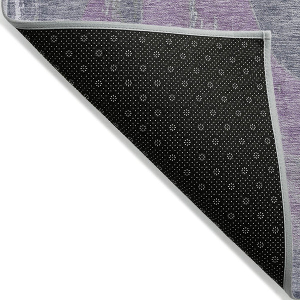 HomeRoots 8' Contemporary Lavender and Gray Round Abstract Area Rug for Indoor/Outdoor Use - Durable & Washable 620950