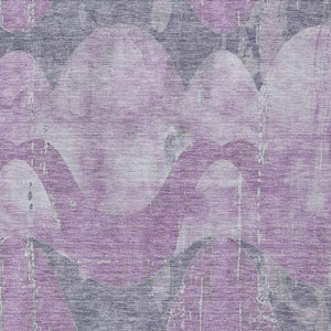 HomeRoots 10' X 14' Stylish Lavender & Gray Abstract Area Rug - Durable, Washable for Indoor/Outdoor Use! 620953