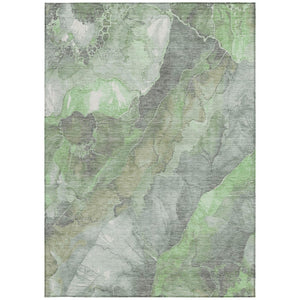HomeRoots 5' X 8' Floral Green and Gray Washable Rug – Durable Indoor/Outdoor Area Rug for High-Traffic Spaces 620973