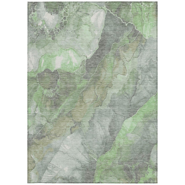 HomeRoots 5' X 8' Floral Green and Gray Washable Rug – Durable Indoor/Outdoor Area Rug for High-Traffic Spaces 620973