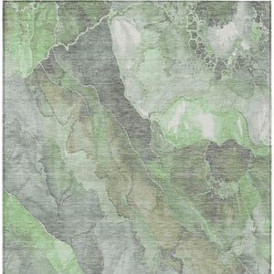 HomeRoots 8' X 10' Washable Green and Gray Floral Area Rug - Durable Indoor/Outdoor Design for High Traffic Spaces 620975