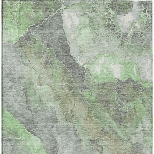 HomeRoots 8' X 10' Washable Green and Gray Floral Area Rug - Durable Indoor/Outdoor Design for High Traffic Spaces 620975