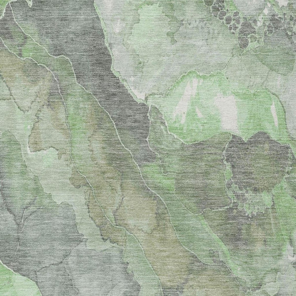 HomeRoots 8' X 10' Washable Green and Gray Floral Area Rug - Durable Indoor/Outdoor Design for High Traffic Spaces 620975