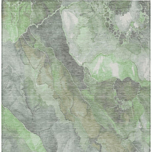 HomeRoots 9' X 12' Green and Gray Floral Area Rug - Stylish, Durable, Machine Washable for Indoor & Outdoor Use 620976