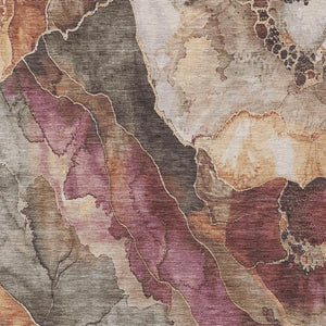 HomeRoots 5' Khaki and Blush Floral Area Rug - Washable, Durable, Stylish for Indoor & Outdoor Spaces 620979