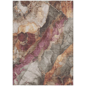 HomeRoots 5' Khaki and Blush Floral Area Rug - Washable, Durable, Stylish for Indoor & Outdoor Spaces 620979