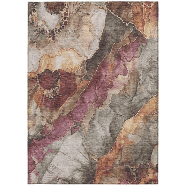 HomeRoots 5' Khaki and Blush Floral Area Rug - Washable, Durable, Stylish for Indoor & Outdoor Spaces 620979