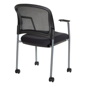 OSP Home Furnishings Titanium Finish Stackable Office Chair with Mesh Back and Foam Seat for Reception Areas Coal 86740R-30