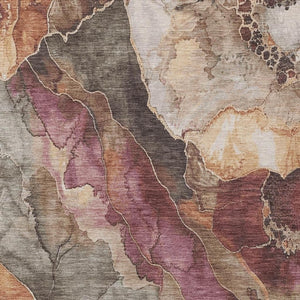 HomeRoots 8' X 10' Stylish Khaki and Blush Floral Area Rug – Washable, Durable, Perfect for Indoor & Outdoor Use! 620981