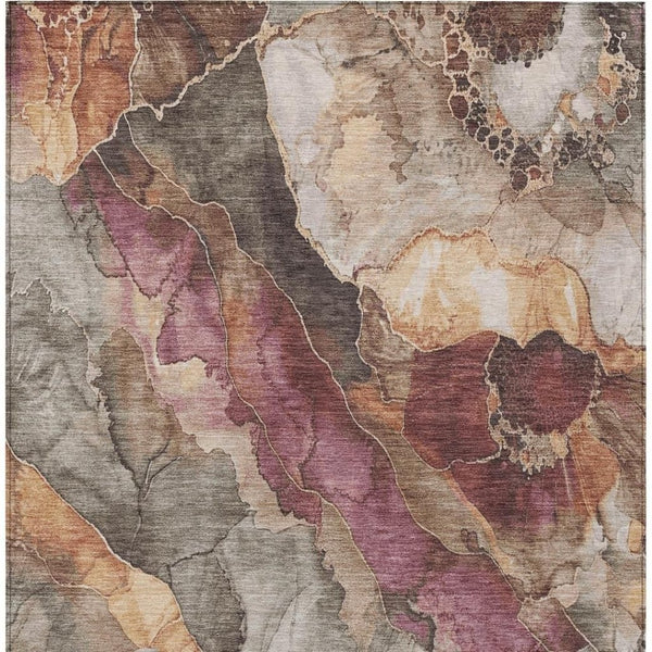 HomeRoots 8' X 10' Stylish Khaki and Blush Floral Area Rug – Washable, Durable, Perfect for Indoor & Outdoor Use! 620981