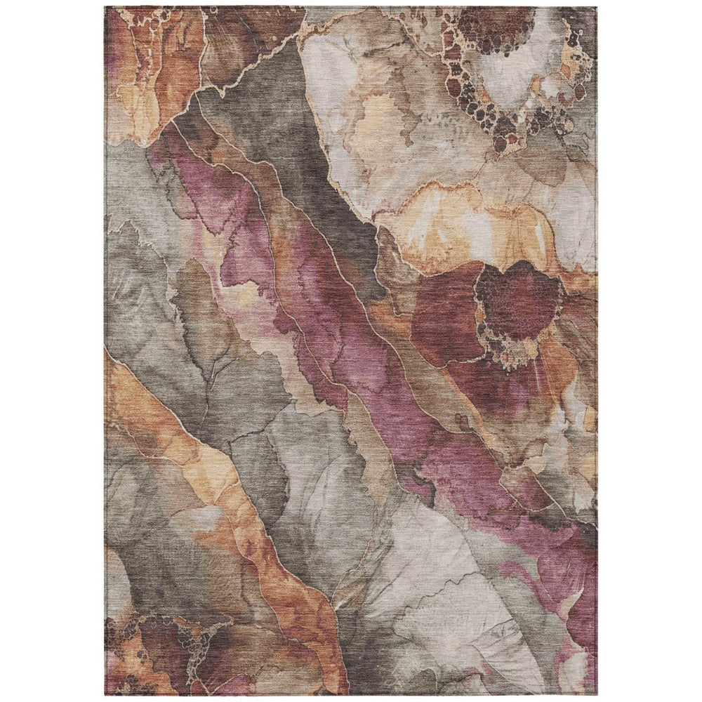HomeRoots 8' X 10' Stylish Khaki and Blush Floral Area Rug – Washable, Durable, Perfect for Indoor & Outdoor Use! 620981