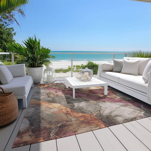HomeRoots 8' X 10' Stylish Khaki and Blush Floral Area Rug – Washable, Durable, Perfect for Indoor & Outdoor Use! 620981