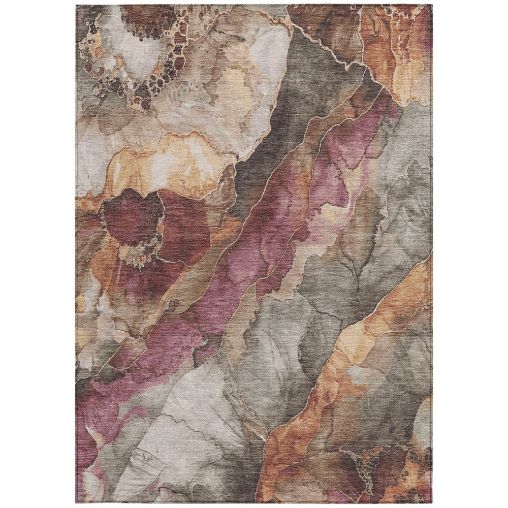 HomeRoots 9' X 12' Elegant Khaki & Blush Floral Washable Area Rug for Indoor & Outdoor Spaces, Durable Design 620982