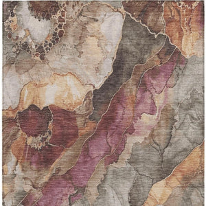 HomeRoots 9' X 12' Elegant Khaki & Blush Floral Washable Area Rug for Indoor & Outdoor Spaces, Durable Design 620982