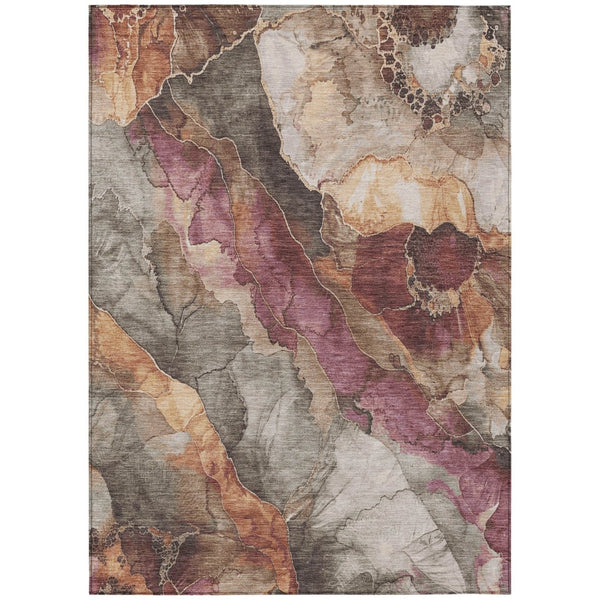 HomeRoots 10' Khaki and Blush Floral Washable Area Rug - Durable Indoor/Outdoor Design for High-Traffic Spaces 620983