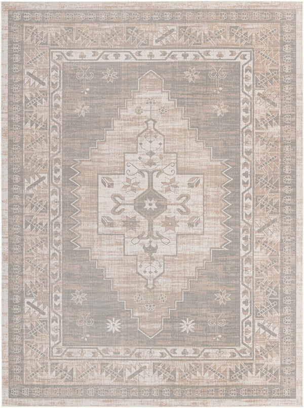 Unique Loom Whitney Geneva Machine Made Border Rug Mink, Light Brown/Ivory 9' 0" x 12' 0"