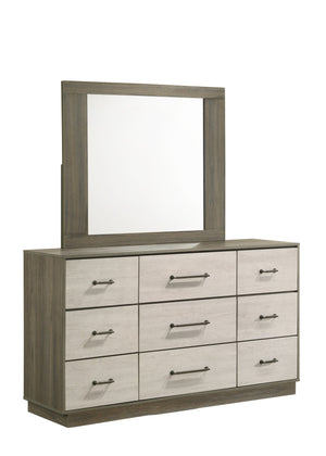 English Elm Gem 9-Drawer Contemporary Dresser In Two-Tone Beige & Brown - Stylish Storage Solution For Bedrooms B009P254153