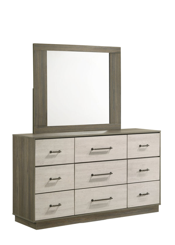 English Elm Gem 9-Drawer Contemporary Dresser In Two-Tone Beige & Brown - Stylish Storage Solution For Bedrooms B009P254153