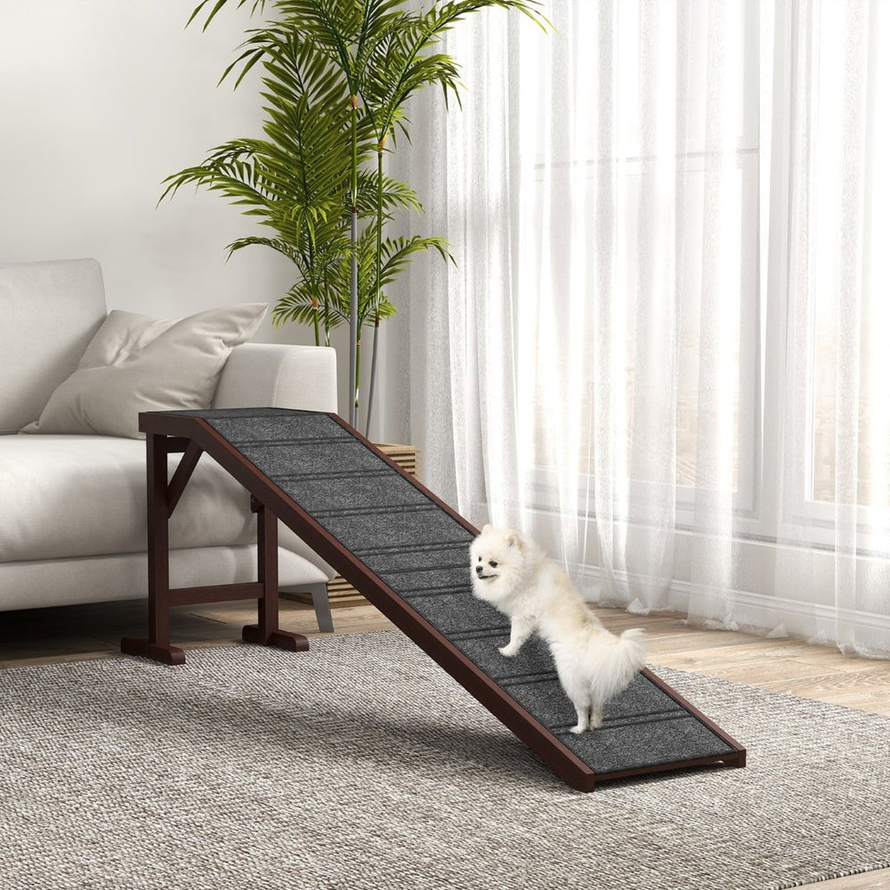 English Elm Pawhut Dog Ramp For Pets - Non-Slip Carpet, Durable Pine, Joint-Friendly Design, 74" X 16" X 25" W2225P173809-GIGA