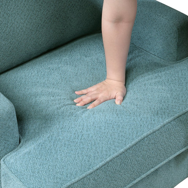 English Elm Modern Comfort Accent Chair with Chenille Upholstery, Brushed Gold Metal Legs, Durable Plywood Frame Peacock 29 L x 23 W x 26 H B011P308019