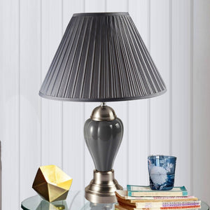 English Elm 27.5" Ceramic Finish Table Lamp with Linen Shade, Silver & Espresso Accents, UL Listed, 27.5" B072116115