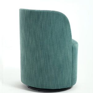 English Elm Set Swivel Barrel Accent Chair Armless Linen Upholstered Compact Seat for Dining Vanity Bedroom Dark Green W3244P454059