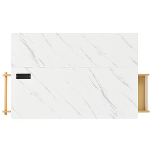 English Elm K&k Fluted Rolling Kitchen Island Faux Marble Top Power Outlet Drop Leaf Storage Natural N707S000019Y