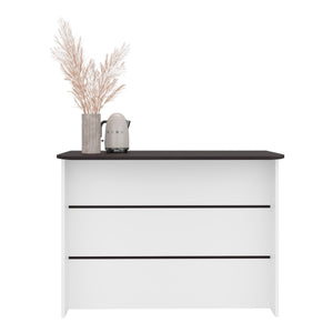 English Elm Wenge Modern Kitchen Island with White Contrast, Ample Storage, Melamine Finish, Stylish 47" wide B062P402102