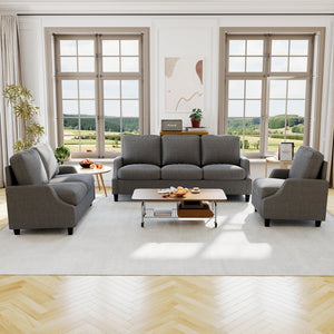 English Elm 3 Piece Living Room Sofa Set - Modern 3-Seater Sofa, Loveseat & Accent Chair For Cozy Spaces W680S00086