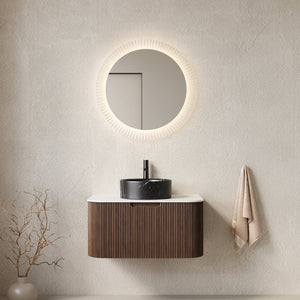 English Elm Muri Floating Bathroom Vanity Plywood Cabinet Sintered Stone Top Oak Drawer Black,Carrara White,Walnut W2615S00711