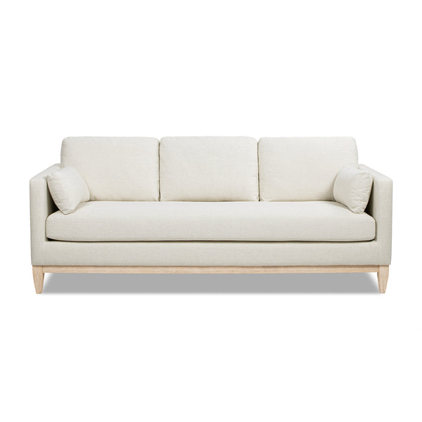 English Elm Jennifer Taylor Home - Knox 84" Modern Farmhouse Sofa in Flax White Linen — Feather-Down Foam, Removable Covers, Durable Fabric B2719P353145
