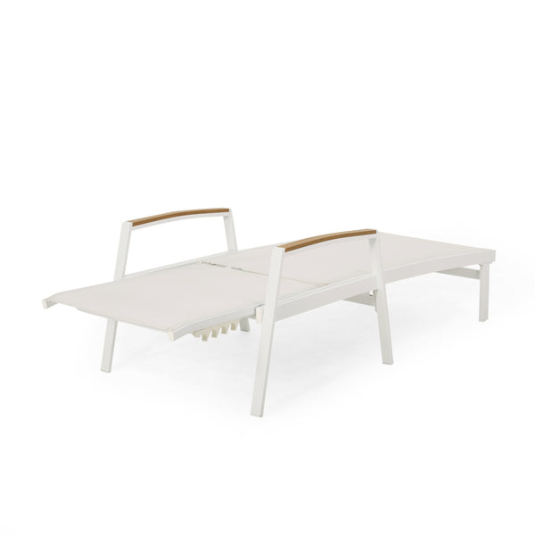English Elm Christopher Knight Home® - OXTON Chaise Lounge with Breathable Nylon Mesh, Ergonomic Recline and Sleek Low-Profile Design for Comfort White 62753.00WWHIMP2