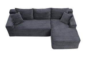 English Elm 94.5" Jumbo Corduroy Cloud Sectional Deep Seat L-shape Couch for Living Room W5515P479905