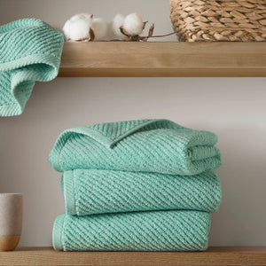 JLA Home Madison Park - 100% Cotton Diagonal Ribbed Hand Towel — Plush Zero-Twist 506 GSM Quick-Dry Luxury for Home Spa Turquoise MP73-8861