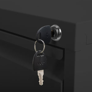 English Elm 4 Drawer Locking File Cabinet on Wheels with Anti-Tilt System, Corrosion-Resistant Metal, Secure Mobile Storage Black T2398P310002