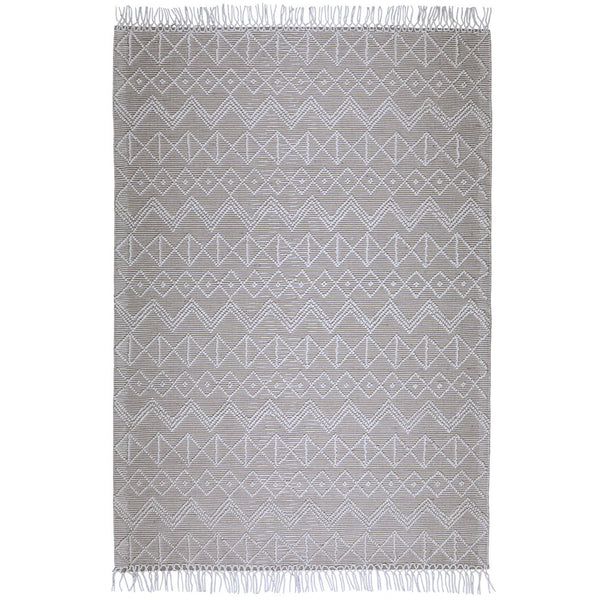 English Elm Orton 6 x 9 Area Rug Ivory Taupe Handwoven Wool Blend Geometric Pattern with Hand-Knotted Fringe B136P188393