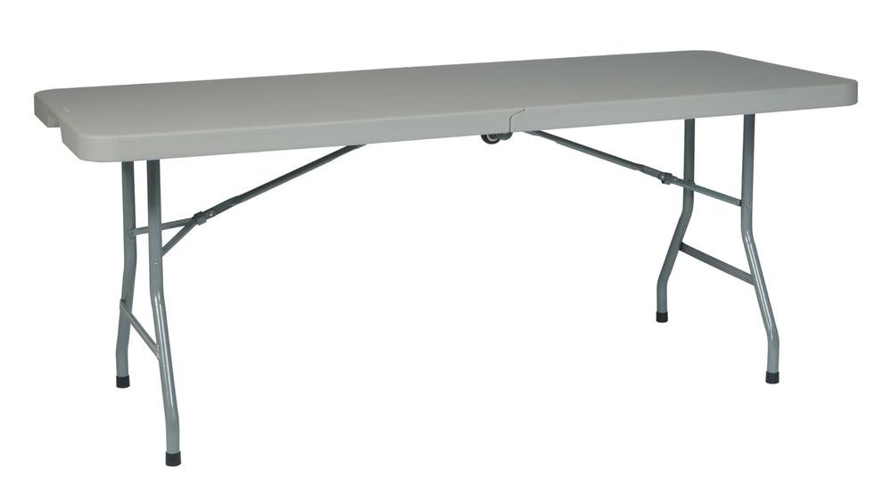 OSP Home Furnishings 5' 5 Foot Folding Table with Resin Top and Steel Frame for Indoor Outdoor Events 6' BT6FQW