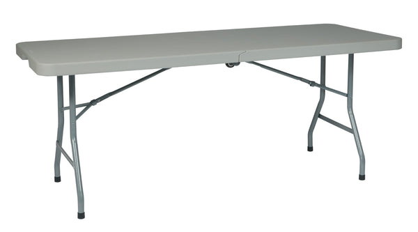OSP Home Furnishings 5' 5 Foot Folding Table with Resin Top and Steel Frame for Indoor Outdoor Events 6' BT6FQW