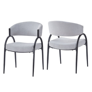 English Elm Upholstered Gray Fabric Dining Chair Set of Two with Sleek Metal Legs Modern Style N768P184752L