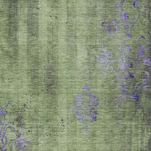 HomeRoots 10' X 14' Artichoke Green & Purple Floral Area Rug – Durable, Washable for Indoor & Outdoor Spaces! 621001