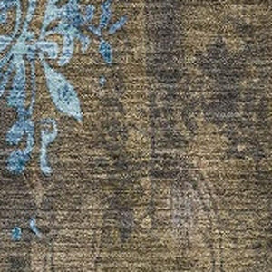 HomeRoots 8' X 10' Taupe and Blue Floral Washable Area Rug - Durable, Stylish for Indoor & Outdoor Use! 621029