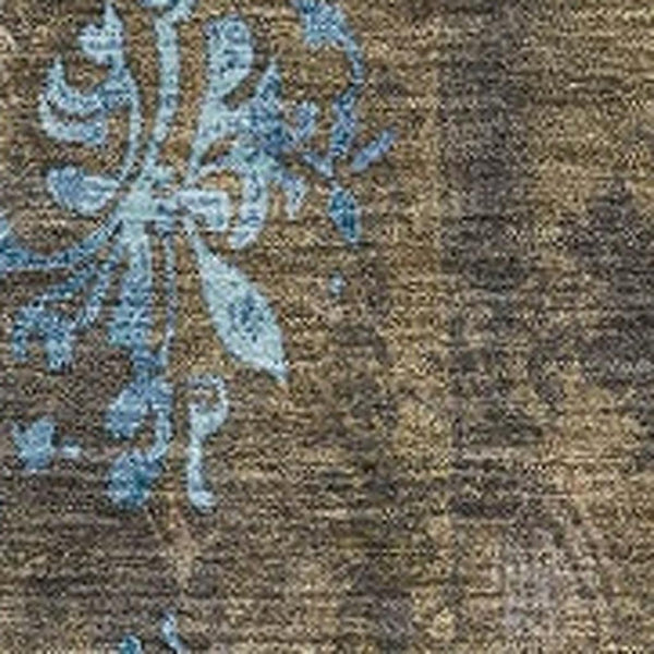 HomeRoots 10' Taupe and Blue Floral Washable Area Rug - Durable Indoor Outdoor Design for Timeless Elegance 621031
