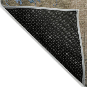 HomeRoots 10' Taupe and Blue Floral Washable Area Rug - Durable Indoor Outdoor Design for Timeless Elegance 621031
