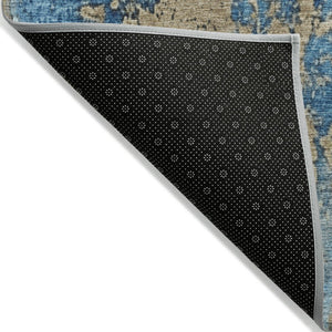 HomeRoots 9' X 12' Blue and Beige Abstract Area Rug - Washable, Durable, Modern Design for Indoor & Outdoor Use 621036
