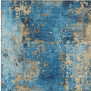 HomeRoots 10' Blue and Beige Abstract Washable Area Rug - Stylish, Durable, Easy-Care for Indoor & Outdoor Use 621037