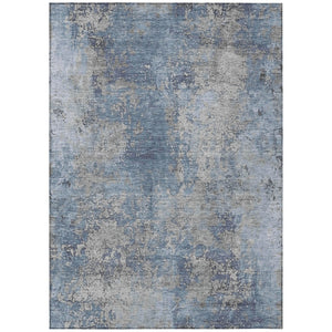 HomeRoots 10' Denim Blue & Silver Abstract Area Rug - Washable, Durable Indoor/Outdoor Solution for Modern Spaces 621049