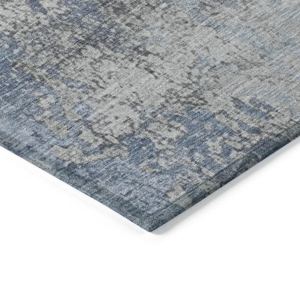 HomeRoots 10' Denim Blue & Silver Abstract Area Rug - Washable, Durable Indoor/Outdoor Solution for Modern Spaces 621049