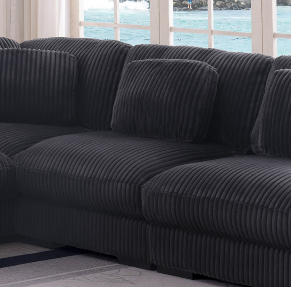 English Elm Sloane 117"W Reversible L-Shape Sectional Sofa In Charcoal Corduroy - Modern Comfort & Style B061S00920-GIGA