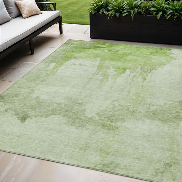 HomeRoots 5' X 8' Artichoke Green Abstract Area Rug - Stylish, Durable & Washable for Indoor/Outdoor Spaces! 621105